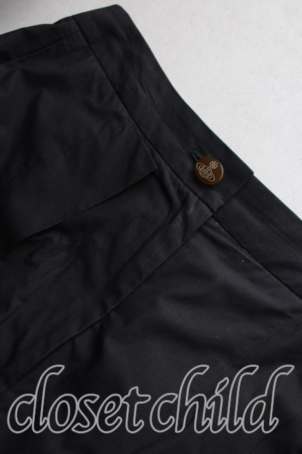 画像6: ヴィヴィアンウエストウッド 中古 / プリーツワイドクロップドパンツ 2（9号相当） 黒  H-26-10-18-018-pa-OD-ZH (6)