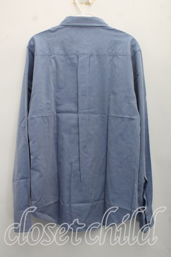 画像2: ヴィヴィアンウエストウッド MAN 中古 / オーブ刺繍ダイヤ柄シャツ 46（メンズM相当） 青  H-26-10-18-024-bl-OD-ZH (2)