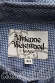画像3: ヴィヴィアンウエストウッド MAN 中古 / オーブ刺繍ダイヤ柄シャツ 46（メンズM相当） 青  H-26-10-18-024-bl-OD-ZH (3)