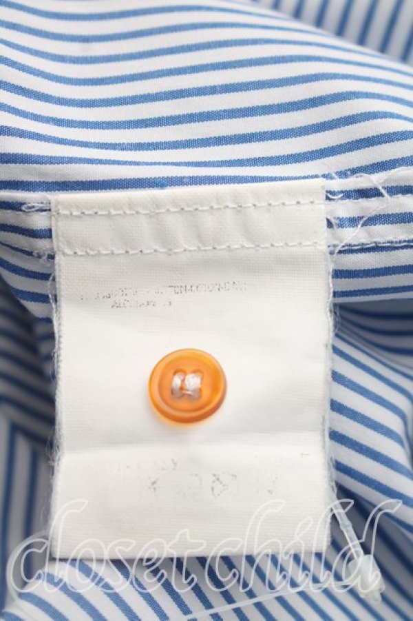 画像4: ヴィヴィアンウエストウッド MAN 中古 / カラーオーブ刺繍ストライプシャツ L 青ｘ白  H-26-10-18-033-bl-OD-ZH (4)