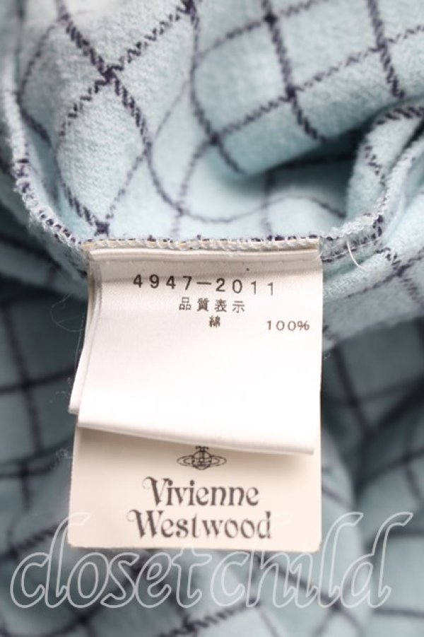 画像4: ヴィヴィアンウエストウッド MAN 中古 / カラーオーブ刺繍タッタソールシャツ I(メンズS相当） 青  H-26-10-18-034-bl-OD-ZH (4)