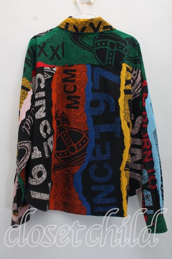 画像2: ヴィヴィアンウエストウッド 中古 / TOWEL BLACK PRINTクロップドシャツ 00（ワンサイズ） 黒  H-26-10-18-038-bl-OD-ZH (2)