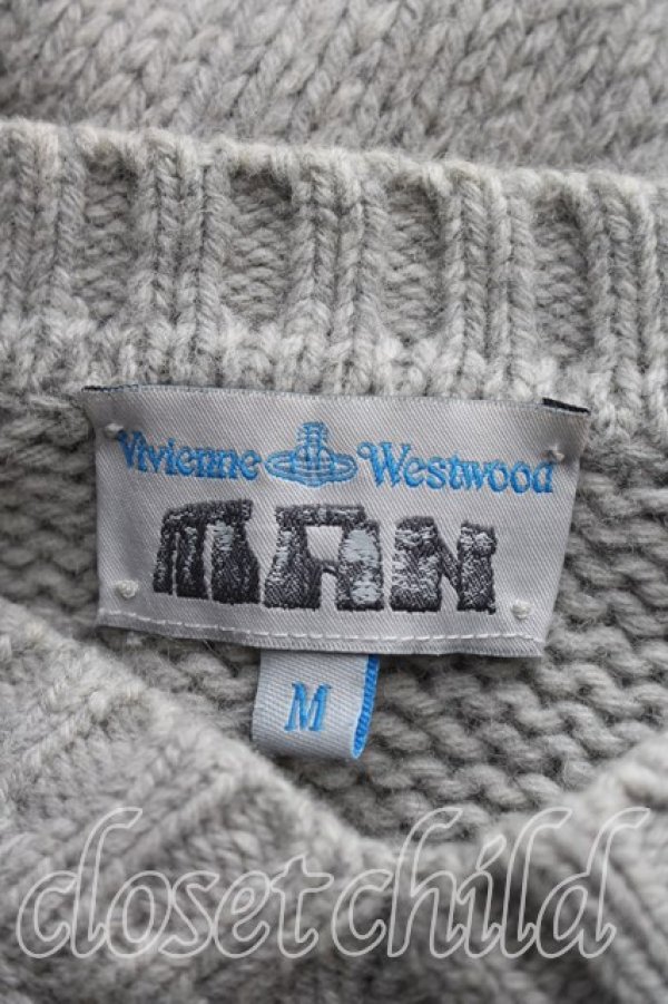 画像3: ヴィヴィアンウエストウッド MAN 中古 / カラーオーブ刺繍Vネックニット M 灰  H-26-10-18-050-to-OD-ZH (3)