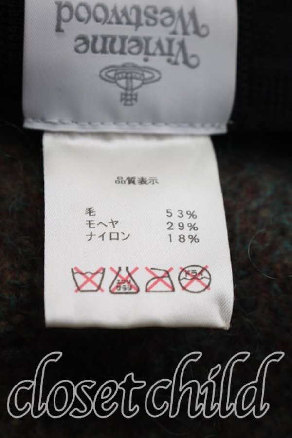 画像5: ヴィヴィアンウエストウッド 中古 / アーガイルモヘア混ベレー帽  緑  H-26-10-18-078-ha-OD-ZH (5)