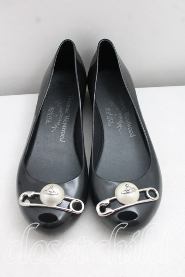 画像2: ヴィヴィアンウエストウッド×Melissa 中古 / ULTRAGIRL XIX AD SAFETY PINフラットシューズ EU37（23.5cm相当） 黒  H-26-10-18-083-sh-OD-ZH (2)