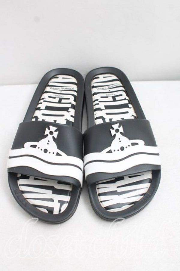 画像2: ヴィヴィアンウエストウッド×Melissa 中古 / BEACH SLIDE ADサンダル EU37（23.5cm相当） 黒  H-26-10-18-084-sh-OD-ZH (2)