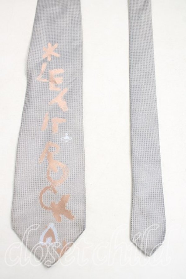 画像2: ヴィヴィアンウエストウッド MAN 中古 / レットイットロックptネクタイ  灰ｘベージュ  H-26-10-18-088-gd-OD-ZH (2)