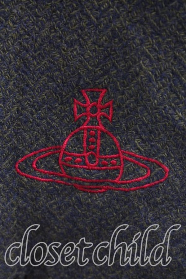 画像2: ヴィヴィアンウエストウッド 中古 / オーブ刺繍マフラー  緑  H-26-10-18-112-gd-OD-ZH (2)