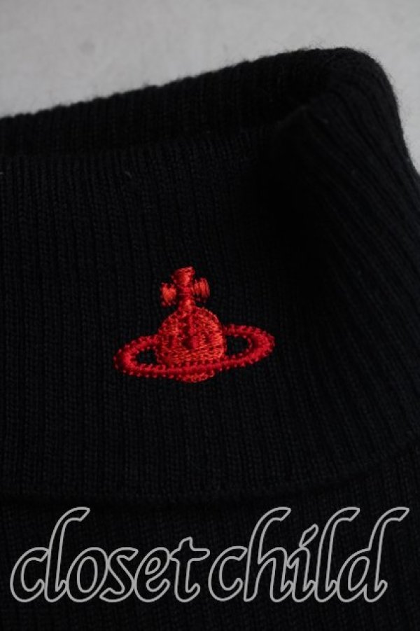 画像6: ヴィヴィアンウエストウッド 中古 / 単色オーブ刺繍タートルニット 2（9号相当） 黒  H-26-10-25-040-to-OD-ZH (6)