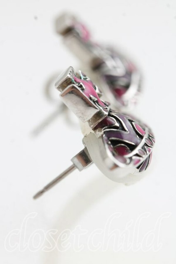 画像2: ヴィヴィアンウエストウッド 中古 / ミラバスレリーフピアス  紫ｘピンク  H-26-10-25-077-er-OD-ZH (2)