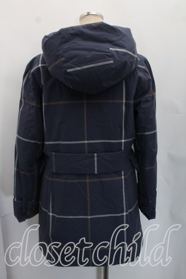 画像2: ヴィヴィアンウエストウッド 中古 / グラフチェックリバーシブルダウンコート 3（11号相当） 紺  H-26-10-25-009-co-OD-ZH (2)