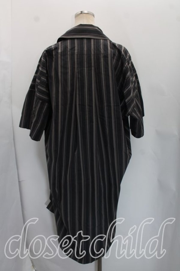 画像2: ANGLOMANIA 中古 / ストライプシャツワンピース 38（M相当） カーキｘ灰  H-26-10-25-015-bl-OD-ZH (2)