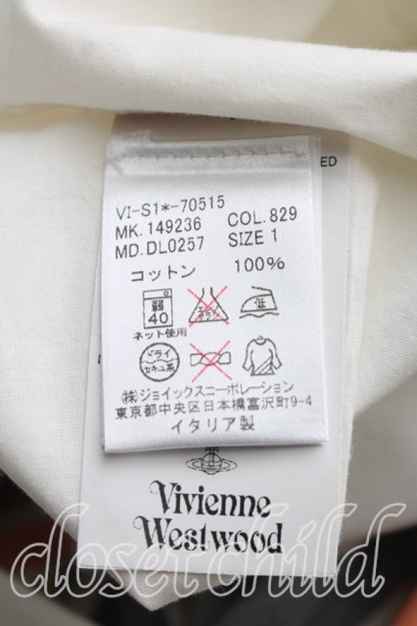 画像4: ヴィヴィアンウエストウッド MAN 中古 / カラーオーブ刺繍高襟カフスストライプシャツ I(メンズS相当） 白ｘオレンジ  H-26-11-01-067-bl-OD-ZH (4)