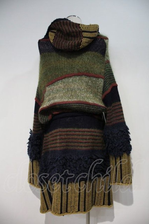 画像2: ヴィヴィアンウエストウッド MAN 中古 / SPECIAL KNITガウン   グリーンXネイビーxブラウン  I-24-02-09-029-co-HD-ZI (2)