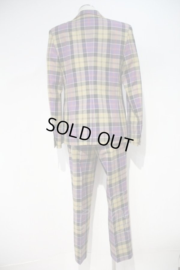 画像2: ヴィヴィアンウエストウッド 中古 / SET/タータンチェックセットアップ    46 イエローXパープルチェック  I-24-02-09-010-jc-HD-ZI (2)
