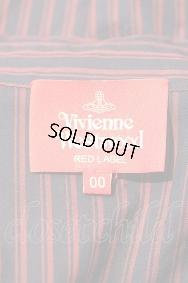 画像3: ヴィヴィアンウエストウッド 中古 / ストライプスモッキングブラウス 00 ボルドーX黒X青  I-24-02-17-029-bl-HD-ZI (3)