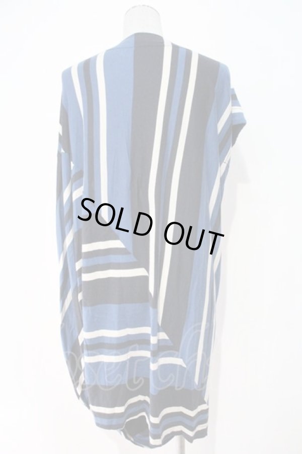 画像2: ヴィヴィアンウエストウッド 中古 //ストライプ変形ワンピース 2 青Ｘ黒Ｘ白  I-24-04-20-009-op-HD-ZI (2)