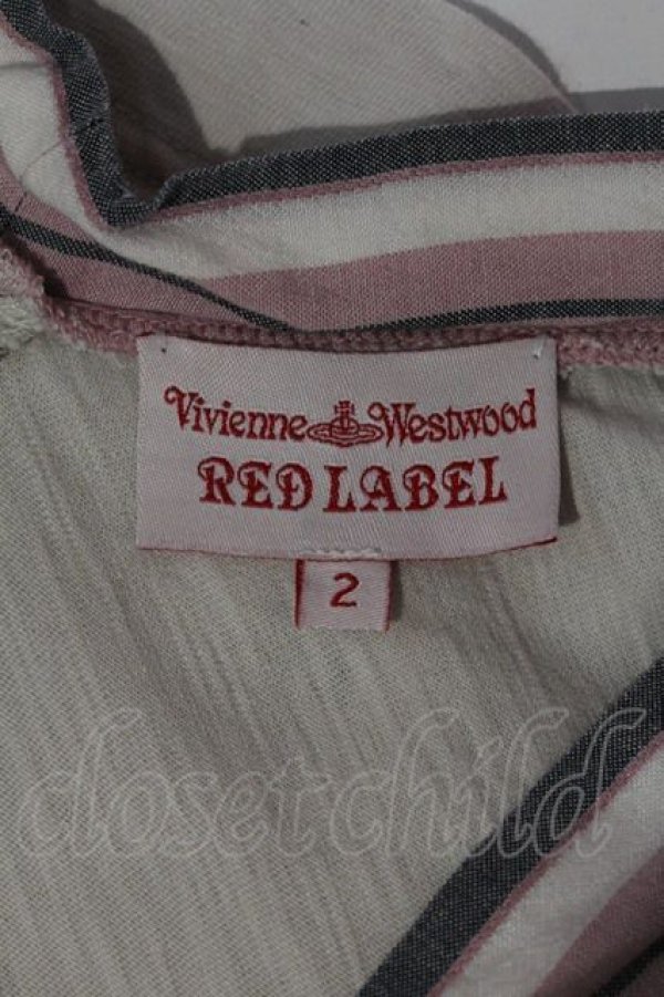画像3: ヴィヴィアンウエストウッド 中古 / ストライプ切リ替エ半袖カットソー 2 アイボリーXピンク  I-24-04-20-021-to-HD-ZI (3)