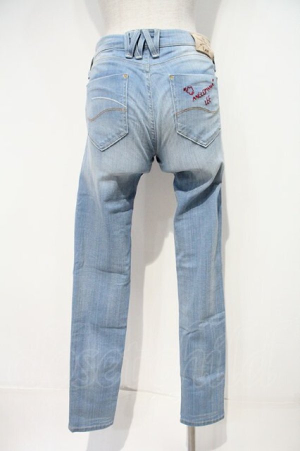 画像2: ANGLOMANIA 中古 / 刺繍入リモンローパンツ M ライトインディゴ  I-24-05-29-019-pa-HD-ZI (2)