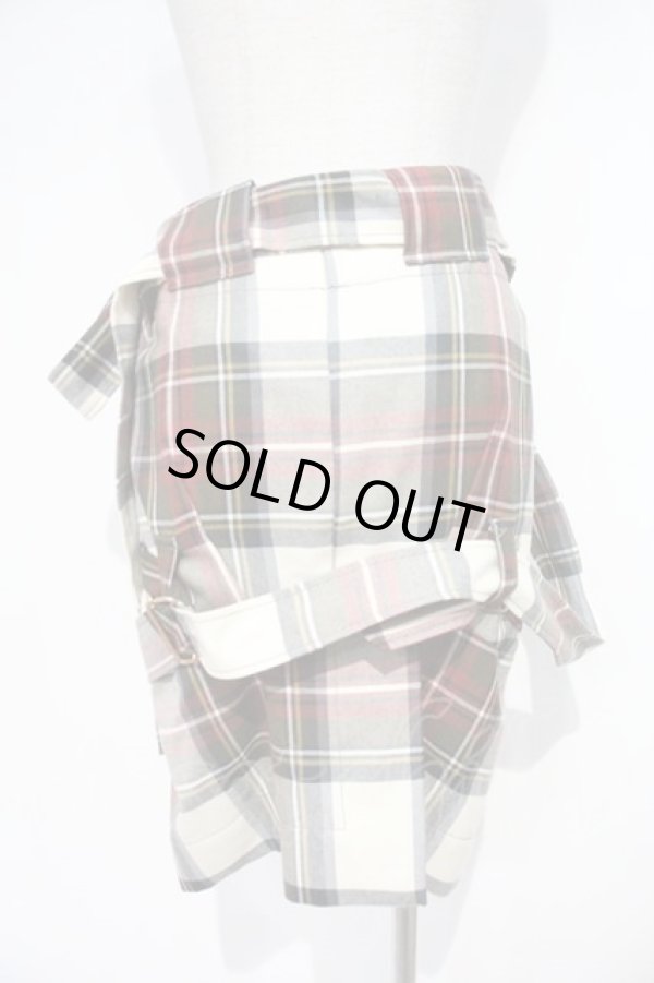 画像2: ANGLOMANIA 中古 //タータンボンテージスカート 40 アイボリーチェック  I-24-06-26-015-sk-HD-ZI (2)