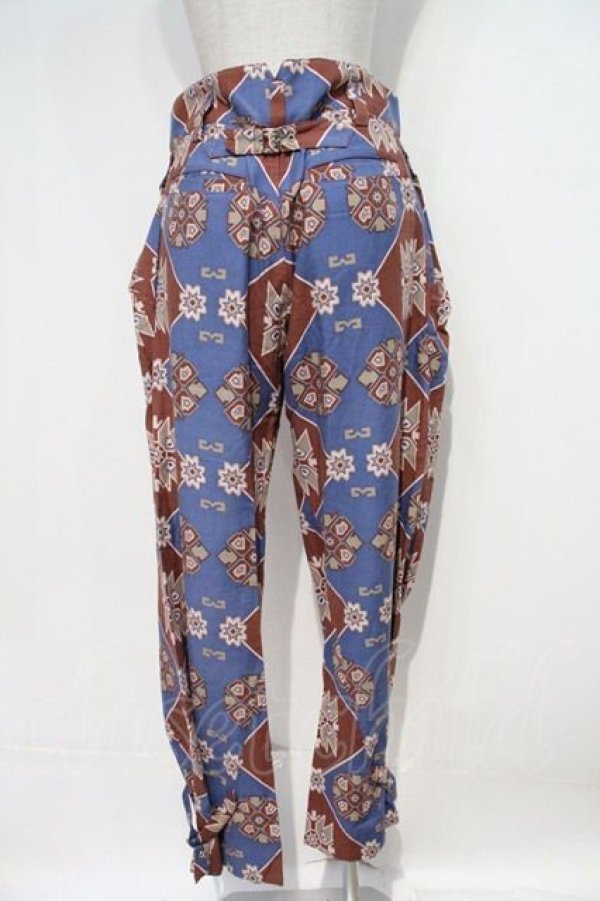 画像2: ヴィヴィアンウエストウッド 中古 / 総柄パンツ 2 青Ｘ茶  I-24-07-31-027-pa-HD-ZI (2)