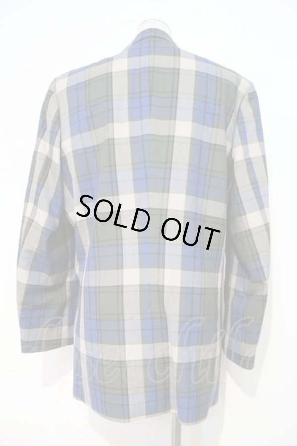 画像2: ヴィヴィアンウエストウッド MAN 中古 / タックジャケット 46 青Xグリーンチェック  I-24-08-30-027-jc-HD-ZI (2)