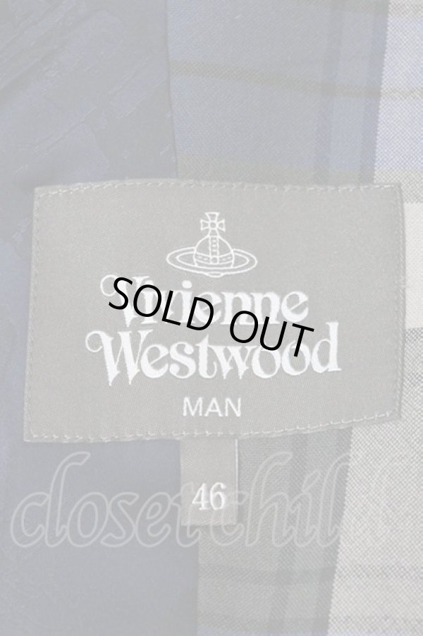 画像3: ヴィヴィアンウエストウッド MAN 中古 / タックジャケット 46 青Xグリーンチェック  I-24-08-30-027-jc-HD-ZI (3)