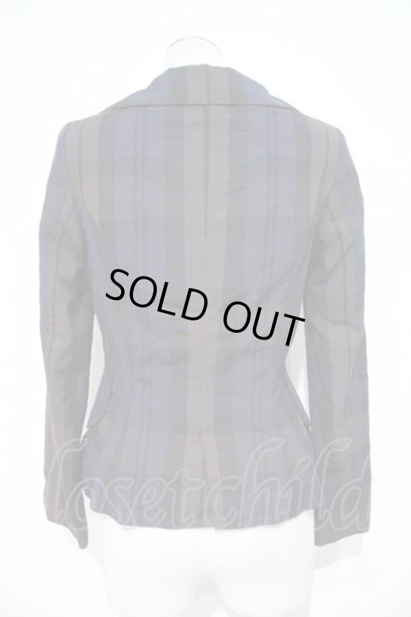 画像2: ヴィヴィアンウエストウッド 中古 / サイドポケットチェックジャケット 2 ブラウンXネイビーチェック  I-24-08-30-031-jc-HD-ZI (2)