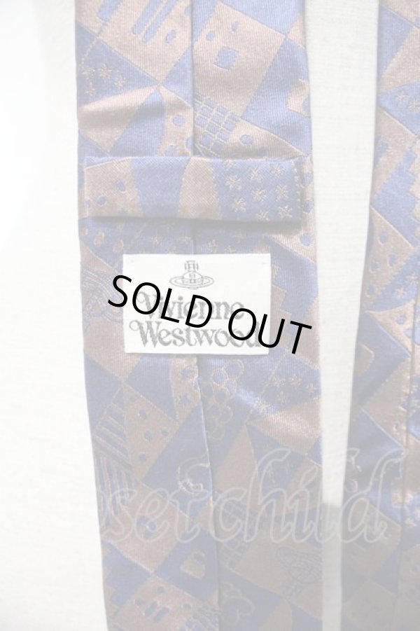 画像3: ヴィヴィアンウエストウッド 中古 / G 総柄ネクタイ  ブラウンＸ青  I-24-08-30-045-gd-HD-ZI (3)