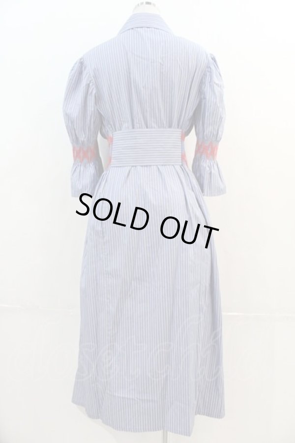 画像2: ヴィヴィアンウエストウッド 中古 / ストライプシャツスモッキングドレス 00 サックス  I-24-12-18-004-op-HD-ZI (2)