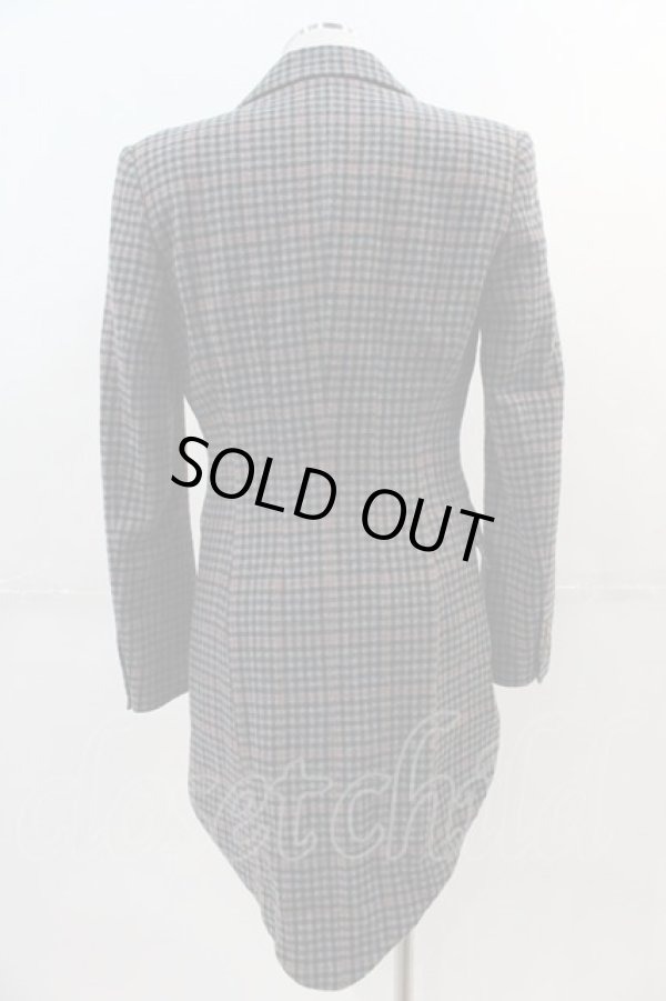 画像2: ヴィヴィアンウエストウッド MAN 中古 / チェック燕尾ジャケット 44 グレーＸ黒チェック  I-24-12-18-038-jc-HD-ZI (2)