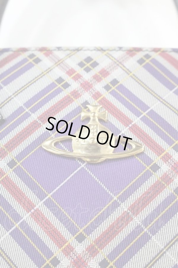 画像4: ヴィヴィアンウエストウッド 中古 / BAタータンチェックプレーンバッグ  パープルチェックX黒  I-24-12-18-047-ba-HD-ZI (4)