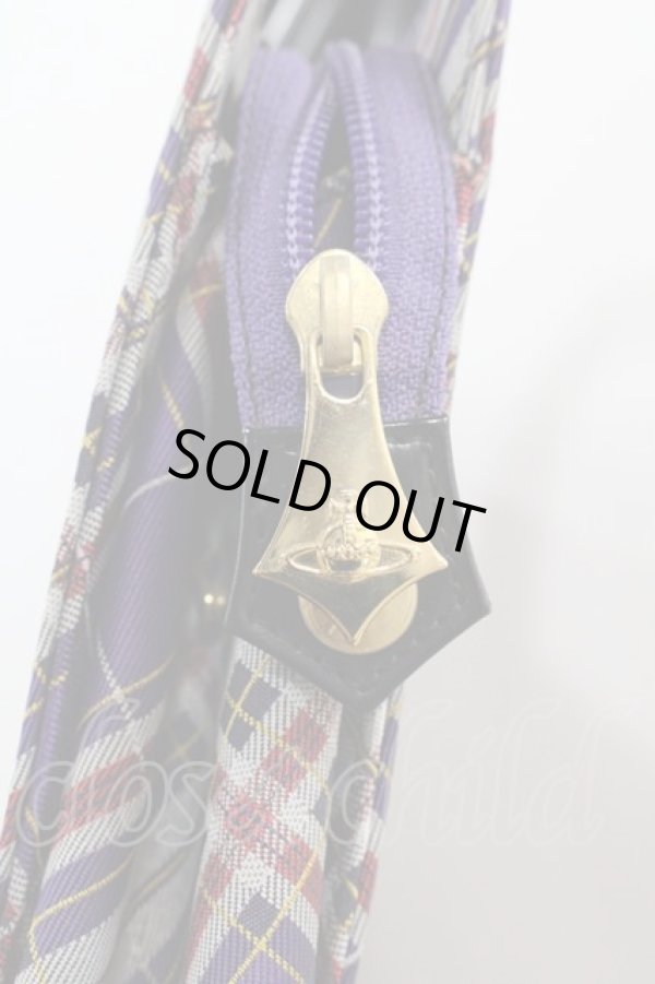 画像5: ヴィヴィアンウエストウッド 中古 / BAタータンチェックプレーンバッグ  パープルチェックX黒  I-24-12-18-047-ba-HD-ZI (5)