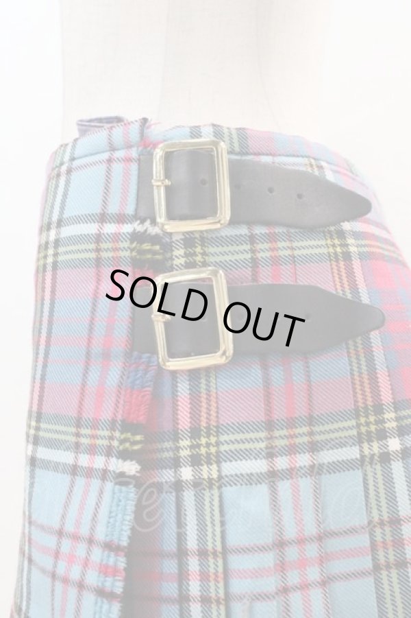 画像4: Worlds End 中古 //ブルーマックキルトスカート III 青チェック  I-25-02-12-019-sk-HD-ZI (4)
