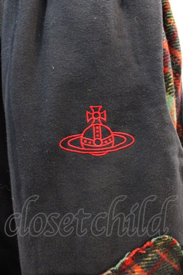 画像3: ヴィヴィアンウエストウッド 中古 / タータンブロッキング裏毛起毛パンツ 00 黒X緑チェック  I-25-02-12-024-pa-HD-ZI (3)