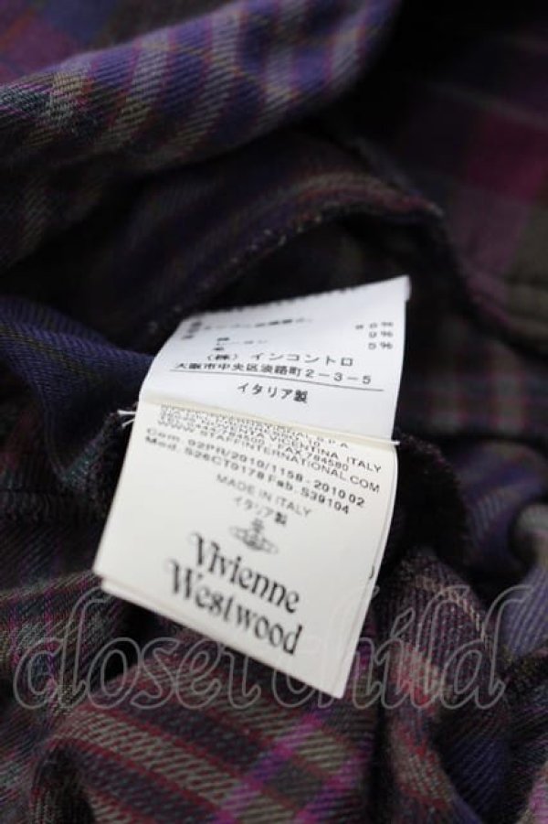 画像4: ヴィヴィアンウエストウッド 中古 / チェック長袖ワンピース  ボルドーチェック  I-25-03-31-045-op-HD-ZI (4)