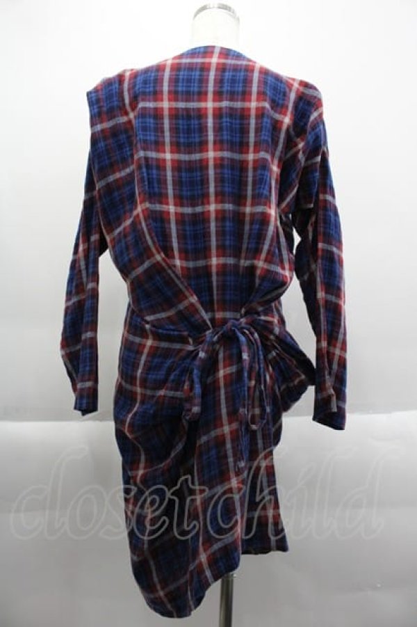 画像2: ヴィヴィアンウエストウッド 中古 / チェックシャツ風ワンピース  ボルドーX黒  I-25-03-31-047-op-HD-ZI (2)