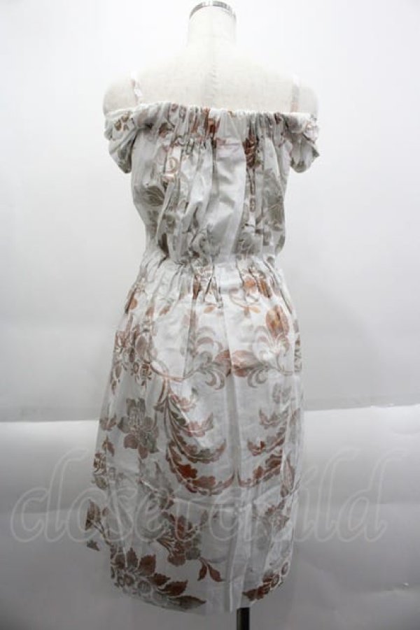 画像2: ヴィヴィアンウエストウッド 中古 / 総柄ノースリーブドレス  白Xブラウン  I-25-03-31-048-op-HD-ZI (2)