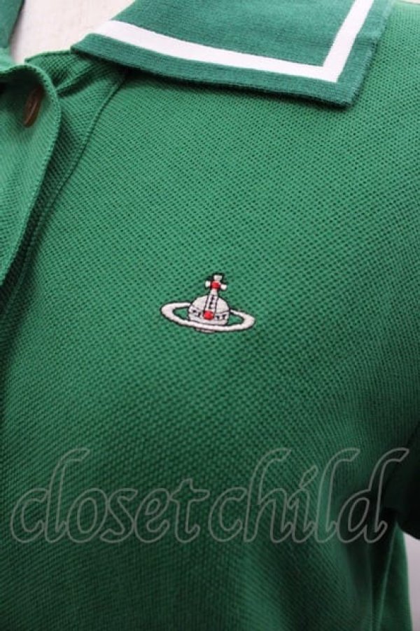 画像3: ヴィヴィアンウエストウッド 中古 / オーブ刺繍半袖ポロシャツ 02 グリーン  I-25-03-31-014-to-HD-ZI (3)