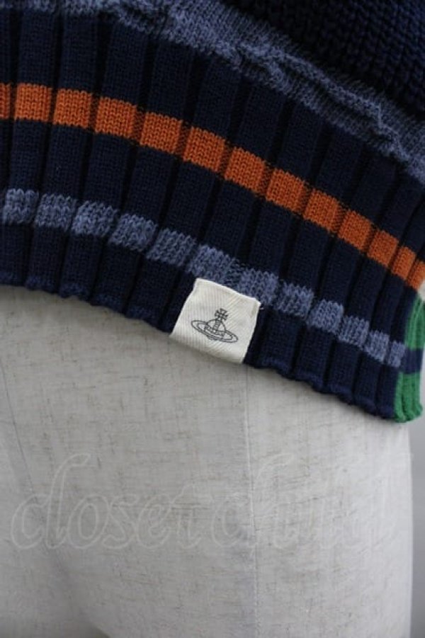 画像3: ヴィヴィアンウエストウッド MAN 中古 / 切替ニットベスト F ネイビーXグリーン  I-25-03-31-002-to-HD-ZI (3)
