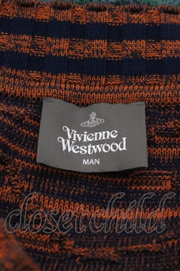 画像4: ヴィヴィアンウエストウッド MAN 中古 / 切替ニットベスト F ネイビーXグリーン  I-25-03-31-002-to-HD-ZI (4)