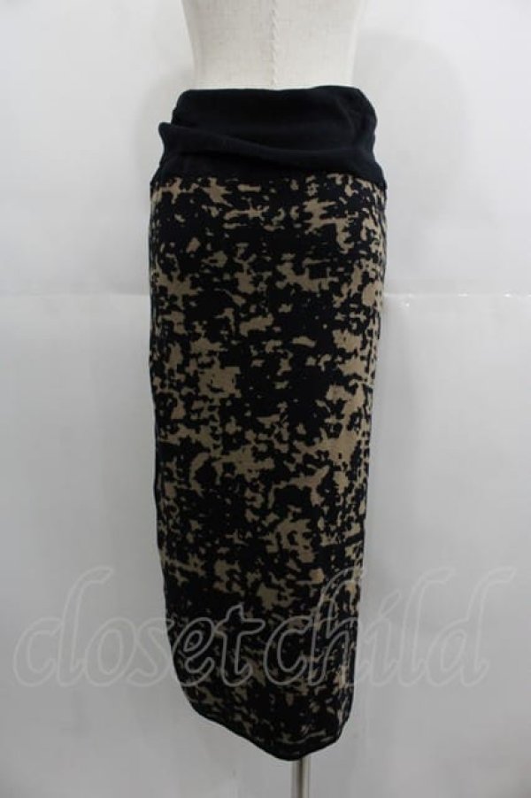 画像2: ANGLOMANIA 中古 / 2カラーニットスカート 38 黒Xブラウン  I-25-04-30-023-sk-HD-ZI (2)