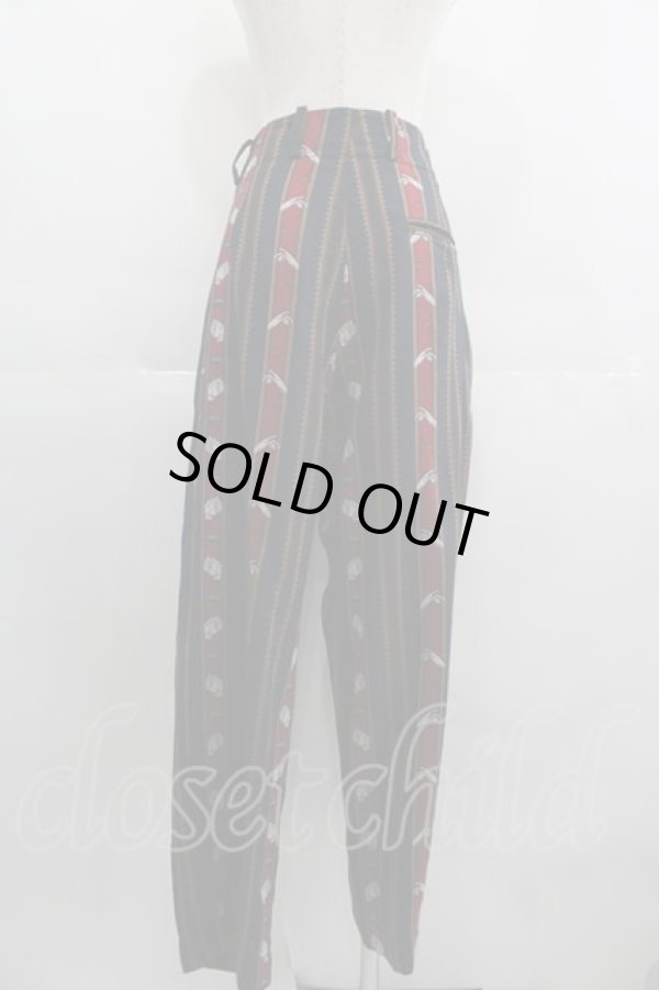 画像2: ヴィヴィアンウエストウッド 中古 / HRISSIE'S STRIPES CHAOSパンツ S 黒X赤  I-25-04-30-027-pa-HD-ZI (2)