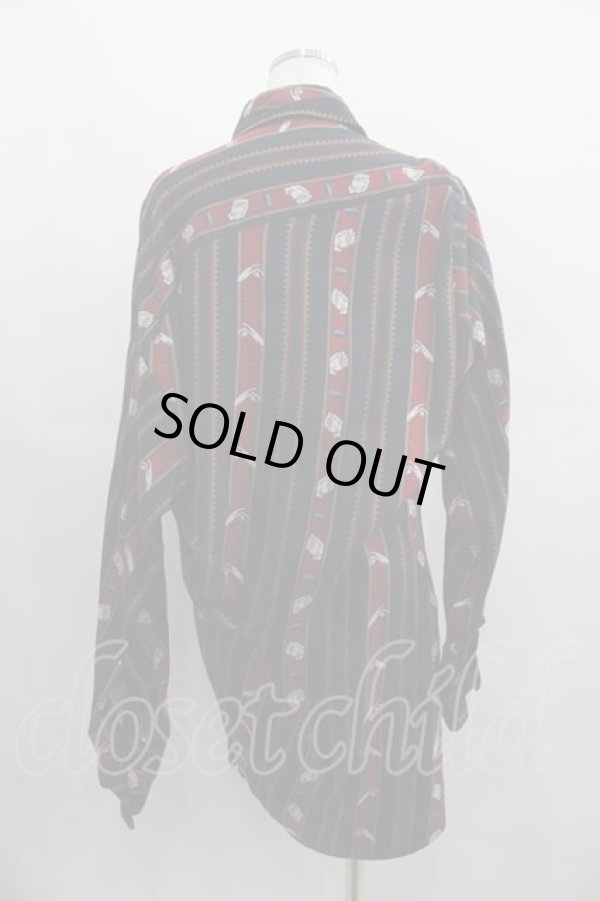 画像2: ヴィヴィアンウエストウッド 中古 / CHRISSIE'S STRIPES CHAOSシャツ S 黒X赤  I-25-04-30-004-bl-HD-ZI (2)