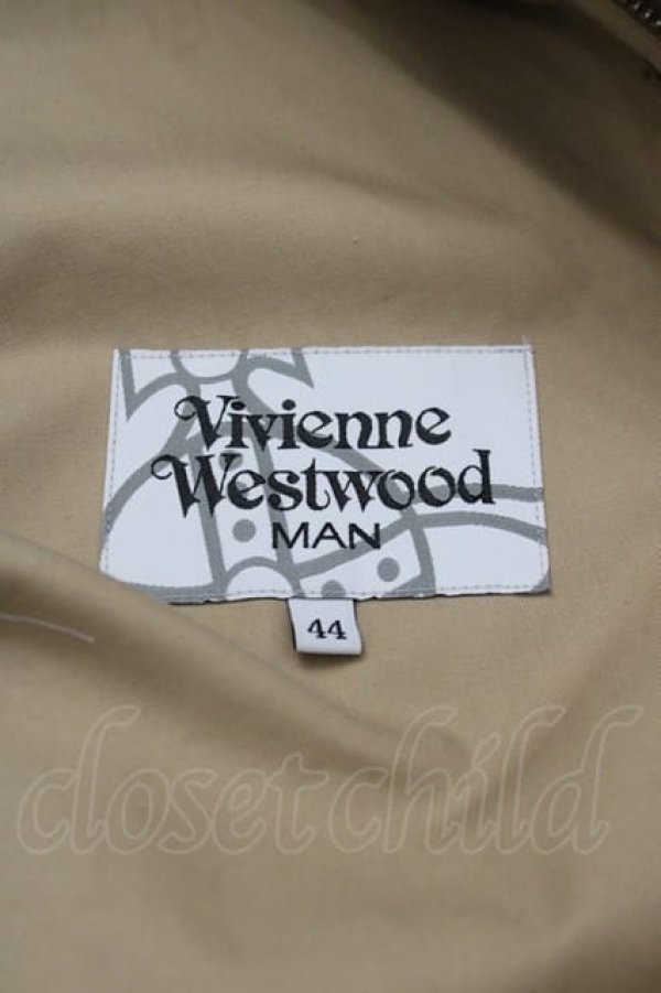 画像4: ヴィヴィアンウエストウッド MAN 中古 / チェック変形トレンチコート 44 ベージュX黒  I-25-04-30-001-co-HD-ZI (4)