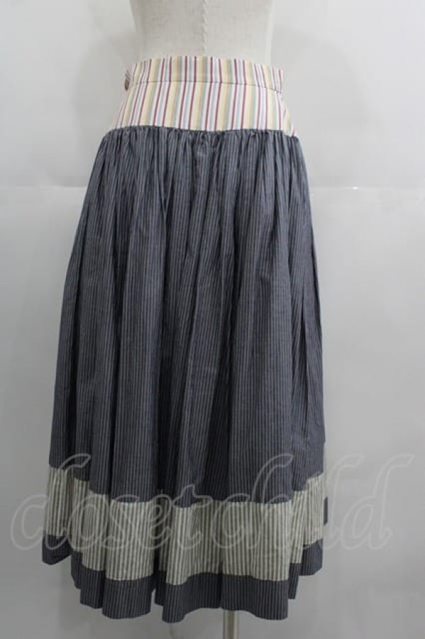 画像2: ヴィヴィアンウエストウッド 中古 / ストライプ切替スカート 2 アイボリーXグレー  I-25-04-30-019-sk-HD-ZI (2)