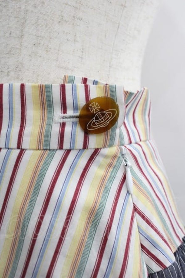 画像3: ヴィヴィアンウエストウッド 中古 / ストライプ切替スカート 2 アイボリーXグレー  I-25-04-30-019-sk-HD-ZI (3)