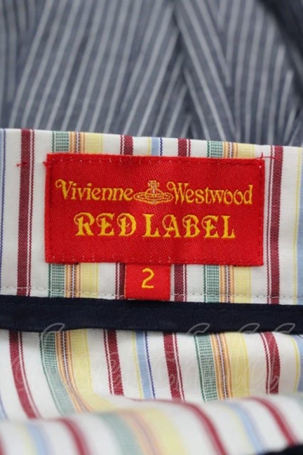 画像4: ヴィヴィアンウエストウッド 中古 / ストライプ切替スカート 2 アイボリーXグレー  I-25-04-30-019-sk-HD-ZI (4)