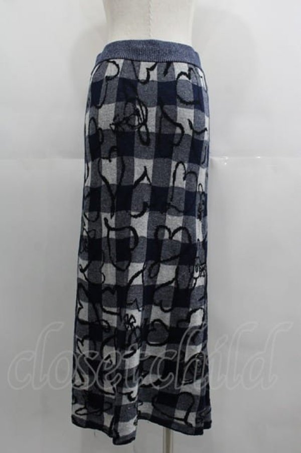 画像2: ヴィヴィアンウエストウッド 中古 / ハートチェックスカート 00 青X白チェック  I-25-04-30-021-sk-HD-ZI (2)