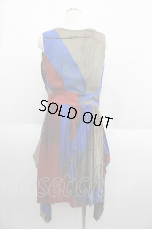 画像2: ANGLOMANIA 中古 / ユニオンジャックノースリーブロングワンピース 40 青Ｘ赤  I-25-05-21-035-op-HD-ZI (2)